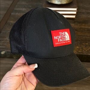 The North Face Black Hat with Red Patch